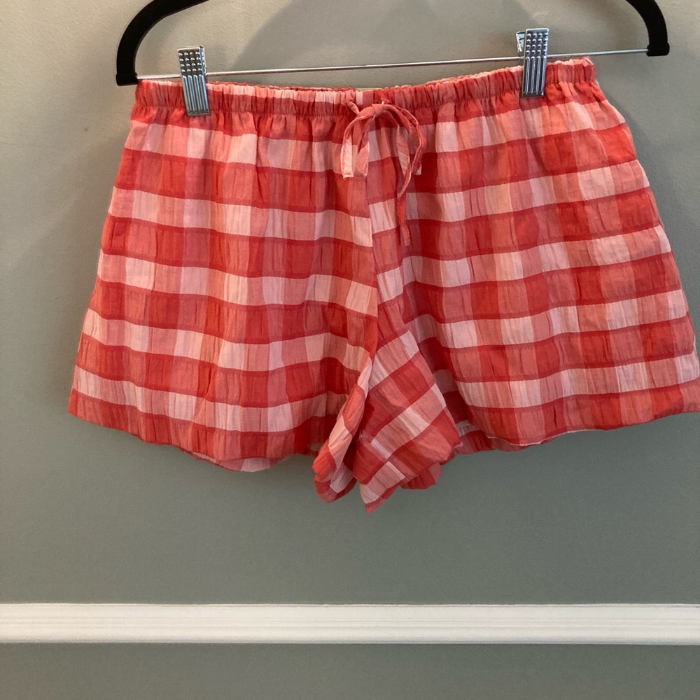 FARM Rio Red and White Gingham Lounge Shorts